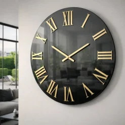 Orologi Da Parete Moderni-Selezionato da Mazzolaluce Orologio da parete moderno 60cm effetto specchio fume numeri oro