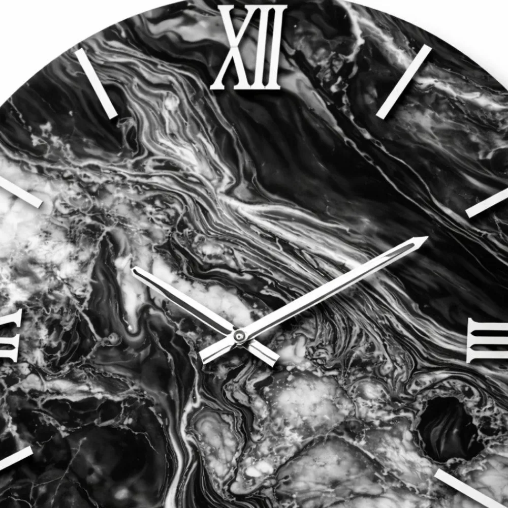 Orologi Da Parete Moderni-Selezionato da Mazzolaluce Orologio da parete moderno effetto marmo numeri romani argento 40cm