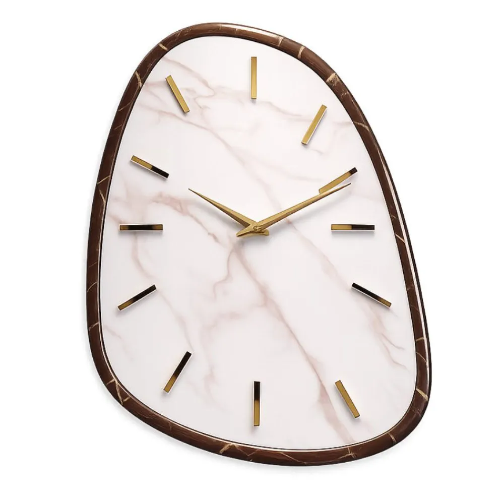 Orologi Da Parete Moderni-Selezionato da Mazzolaluce Orologio da parete moderno effetto marmo chiaro e foglia oro