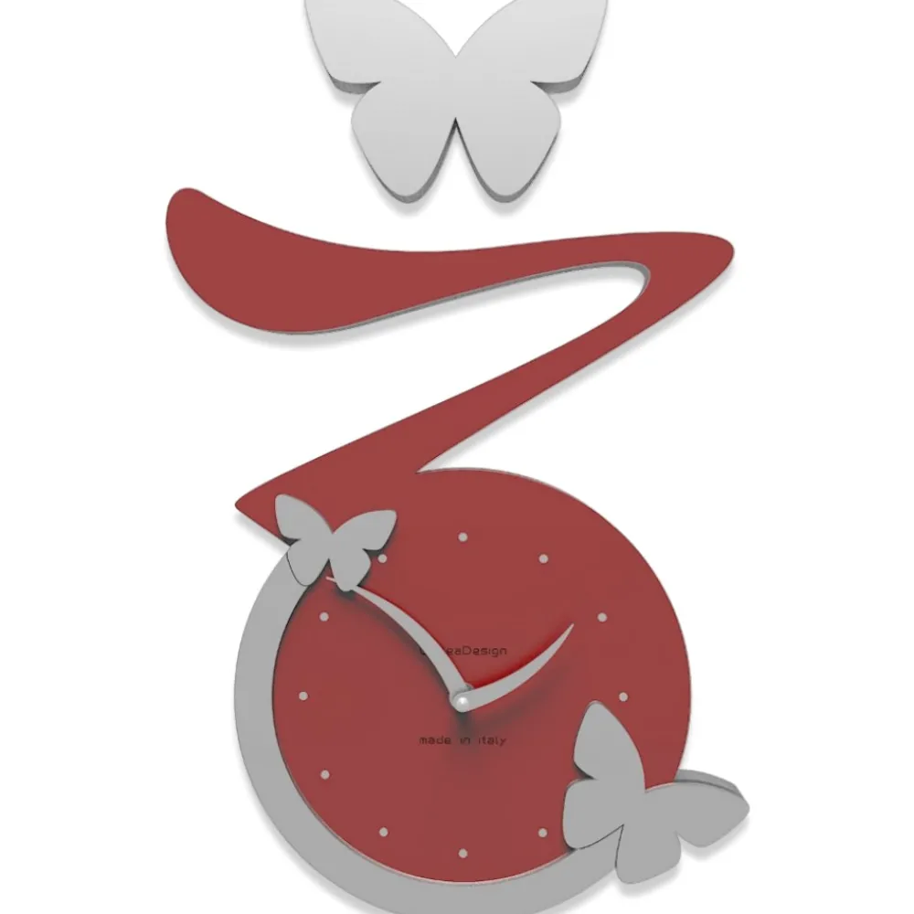 Orologi Da Parete Moderni-Selezionato da Mazzolaluce Orologio da parete moderno farfalle legno rosso rubino
