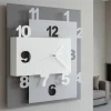 Orologi Da Parete Moderni-Selezionato da Mazzolaluce Orologio da parete moderno fango bianco e sabbia quadrato