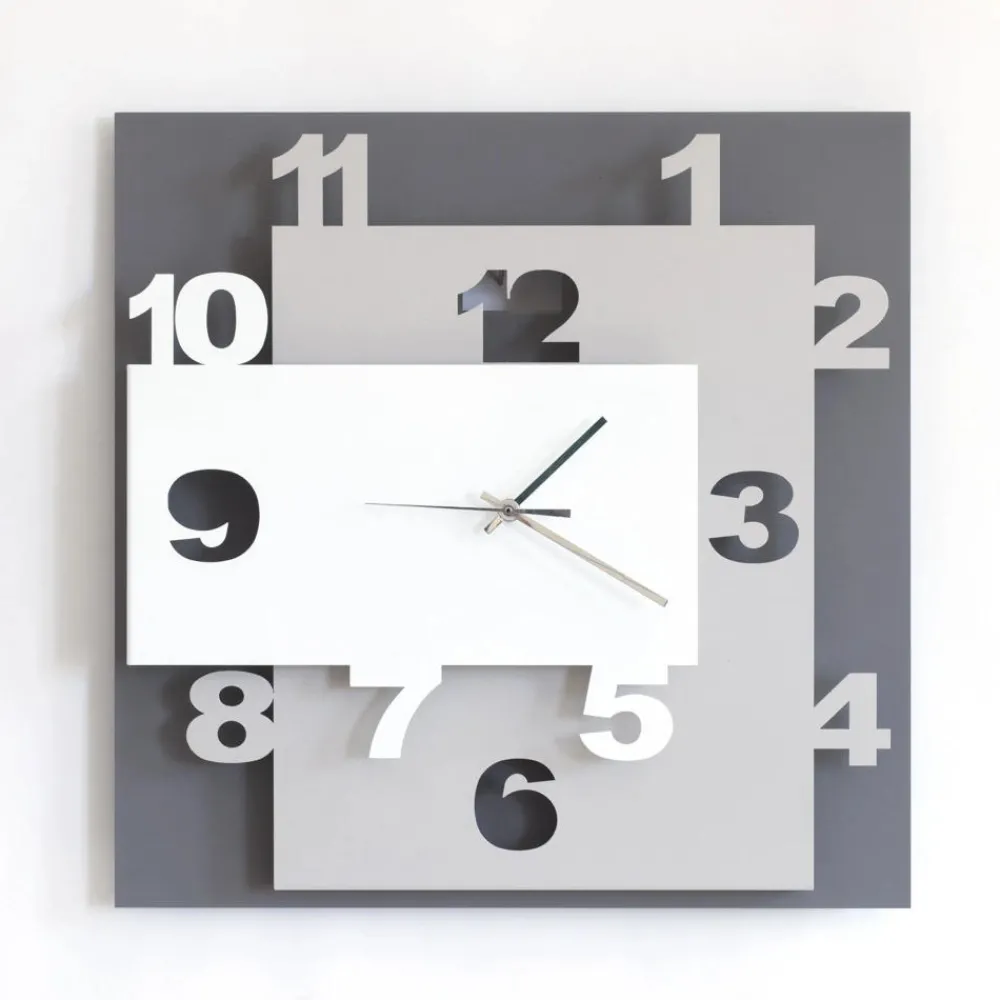 Orologi Da Parete Moderni-Selezionato da Mazzolaluce Orologio da parete moderno fango bianco e sabbia quadrato