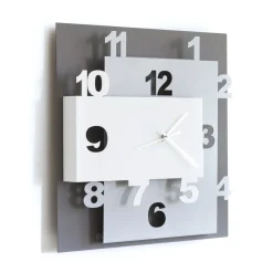 Orologi Da Parete Moderni-Selezionato da Mazzolaluce Orologio da parete moderno fango bianco e sabbia quadrato