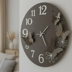 Orologi Da Parete Moderni-Selezionato da Mazzolaluce Orologio da parete moderno fango rotondo con farfalle