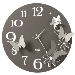 Orologi Da Parete Moderni-Selezionato da Mazzolaluce Orologio da parete moderno fango rotondo con farfalle