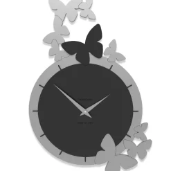 Orologi Da Parete Moderni-Selezionato da Mazzolaluce Orologio da parete moderno farfalle legno nero-grigio