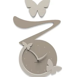 Orologi Da Parete Moderni-Selezionato da Mazzolaluce Orologio da parete moderno farfalle legno tortora