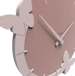 Orologi Da Parete Moderni-Selezionato da Mazzolaluce Orologio da parete moderno farfalle legno colore rosa nuvola