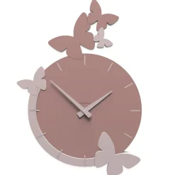 Orologi Da Parete Moderni-Selezionato da Mazzolaluce Orologio da parete moderno farfalle legno colore rosa nuvola