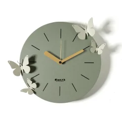 Orologi Da Parete Moderni-Selezionato da Mazzolaluce Orologio da parete moderno farfalle rotondo verde e avorio