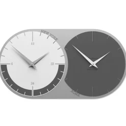 Orologi Da Parete Moderni-Selezionato da Mazzolaluce Orologio da parete moderno fusi orari 2 grigio quarzo bianco