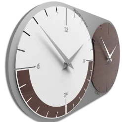 Orologi Da Parete Moderni-Selezionato da Mazzolaluce Orologio da parete moderno fusi orari 2 rovere wengé bianco grigio