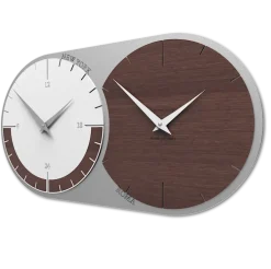 Orologi Da Parete Moderni-Selezionato da Mazzolaluce Orologio da parete moderno fusi orari 2 rovere wengé bianco grigio