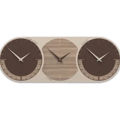 Orologi Da Parete Moderni-Selezionato da Mazzolaluce Orologio da parete moderno fusi orari 3 noce canaletto marrone