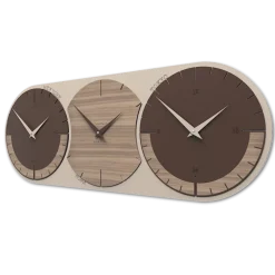 Orologi Da Parete Moderni-Selezionato da Mazzolaluce Orologio da parete moderno fusi orari 3 noce canaletto marrone