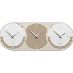 Orologi Da Parete Moderni-Selezionato da Mazzolaluce Orologio da parete moderno 3 fusi orari caffelatte bianco