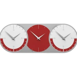 Orologi Da Parete Moderni-Selezionato da Mazzolaluce Orologio da parete moderno 3 fusi orari rubino grigio e bianco in legno