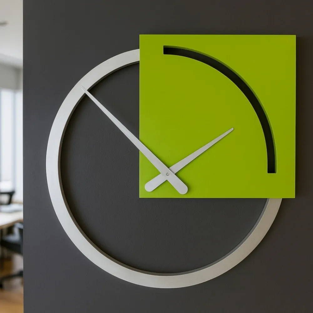 Orologi Da Parete Moderni-Selezionato da Mazzolaluce Orologio da parete moderno legno colore verde mela grigio