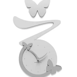 Orologi Da Parete Moderni-Selezionato da Mazzolaluce Orologio da parete moderno legno bianco grigio farfalle