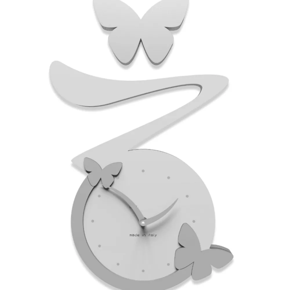 Orologi Da Parete Moderni-Selezionato da Mazzolaluce Orologio da parete moderno legno bianco grigio farfalle