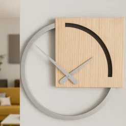 Orologi Da Parete Moderni-Selezionato da Mazzolaluce Orologio da parete moderno legno rovere decapé grigio