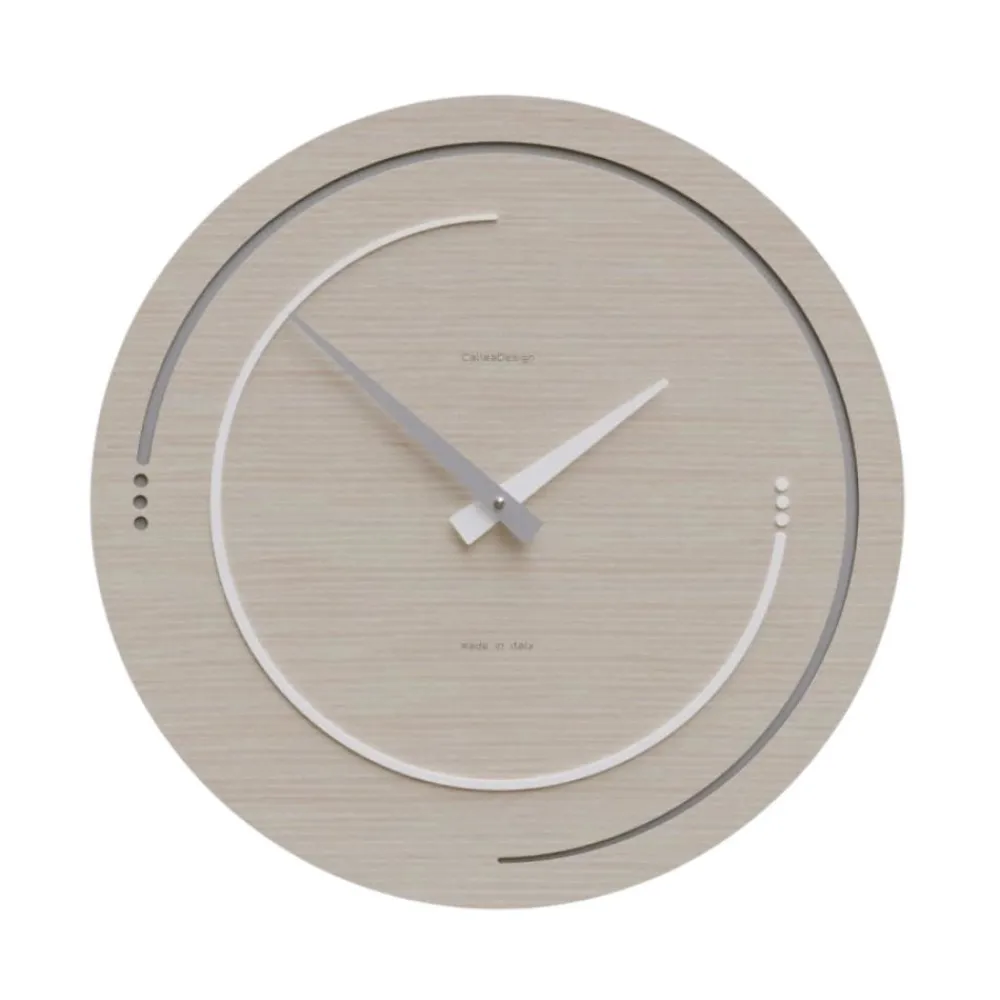 Orologi Da Parete Moderni-Selezionato da Mazzolaluce Orologio da parete moderno legno rotondo rovere e bianco