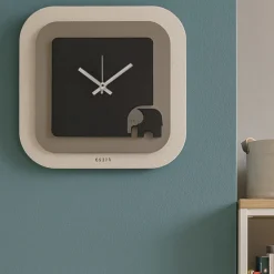 Orologi Da Parete Moderni-Selezionato da Mazzolaluce Orologio da parete moderno quadrato nero e fango con elefante