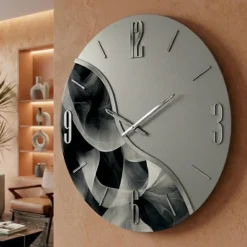 Orologi Da Parete Moderni-Selezionato da Mazzolaluce Orologio da parete moderno resina effetto marmo per soggiorno rotondo 70cm