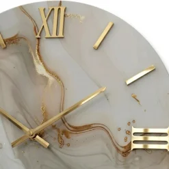 Orologi Da Parete Moderni-Selezionato da Mazzolaluce Orologio da parete moderno rotondo dettagli foglia oro 60cm