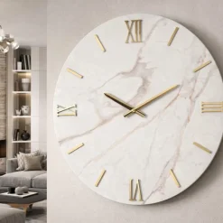 Orologi Da Parete Moderni-Selezionato da Mazzolaluce Orologio da parete moderno rotondo effetto marmio 40cm