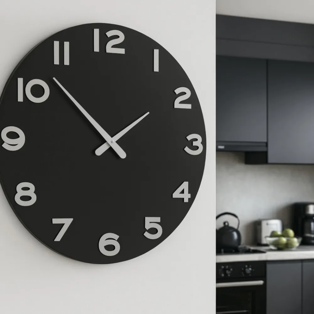 Orologi Da Parete Moderni-Selezionato da Mazzolaluce Orologio da parete moderno rotondo legno colore nero