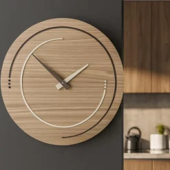 Orologi Da Parete Moderni-Selezionato da Mazzolaluce Orologio da parete moderno rotondo legno effetto noce