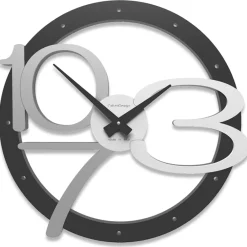 Orologi Da Parete Moderni-Selezionato da Mazzolaluce Orologio da parete moderno rotondo nero grigio design originale