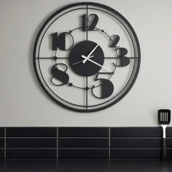 Orologi Da Parete Moderni-Selezionato da Mazzolaluce Orologio da parete nero tondo design 50cm tondo