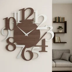Orologi Da Parete Moderni-Selezionato da Mazzolaluce Orologio da parete numeri moderni rovere grigio wenge design
