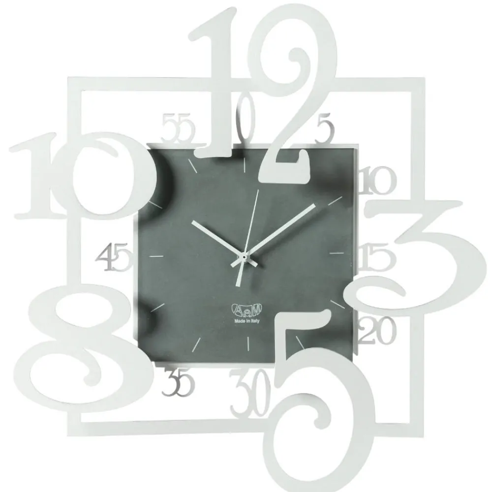Orologi Da Parete Moderni-Selezionato da Mazzolaluce Orologio da parete numeri moderni quadrato bianco