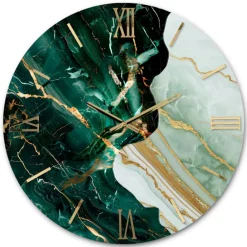 Orologi Da Parete Moderni-Selezionato da Mazzolaluce Orologio da parete originale rotondo effetto marmo decoro foglia oro