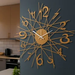 Orologi Da Parete Moderni-Selezionato da Mazzolaluce Orologio da parete oro design intreccio linee moderno