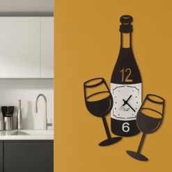 Orologi Da Parete Moderni-Selezionato da Mazzolaluce Orologio da parete per cucina nero vino bicchieri