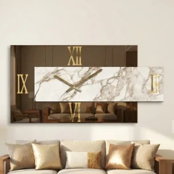 Orologi Da Parete Moderni-Selezionato da Mazzolaluce Orologio da parete per salone 90x50 design specchio bronzo resina marmo