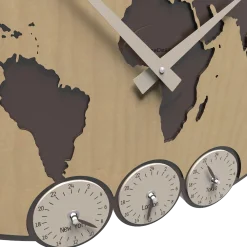 Orologi Da Parete Moderni-Selezionato da Mazzolaluce Orologio da parete planisfero mondo legno noce