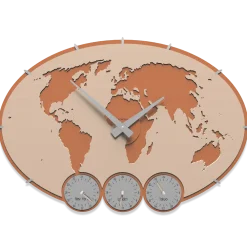 Orologi Da Parete Moderni-Selezionato da Mazzolaluce Orologio da parete planisfero fusi orari legno colore sabbia rosata
