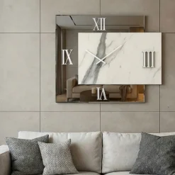 Orologi Da Parete Moderni-Selezionato da Mazzolaluce Orologio da parete quadrato 60cm design specchio fume marmo laminato