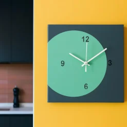 Orologi Da Parete Moderni-Selezionato da Mazzolaluce Orologio da parete quadrato design moderno petrolio e verde