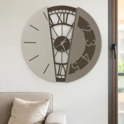 Orologi Da Parete Moderni-Selezionato da Mazzolaluce Orologio da parete rotondo bronzo avorio e sabbia design originale