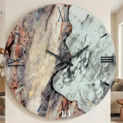 Orologi Da Parete Moderni-Selezionato da Mazzolaluce Orologio da parete rotondo 40cm resina effetto marmo essence