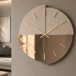 Orologi Da Parete Moderni-Selezionato da Mazzolaluce Orologio da parete rotondo 60 cm design moderno vetri specchio bronzo e satinato
