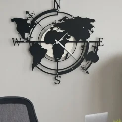 Orologi Da Parete Moderni-Selezionato da Mazzolaluce Orologio da parete rotondo design moderno planisfero nero