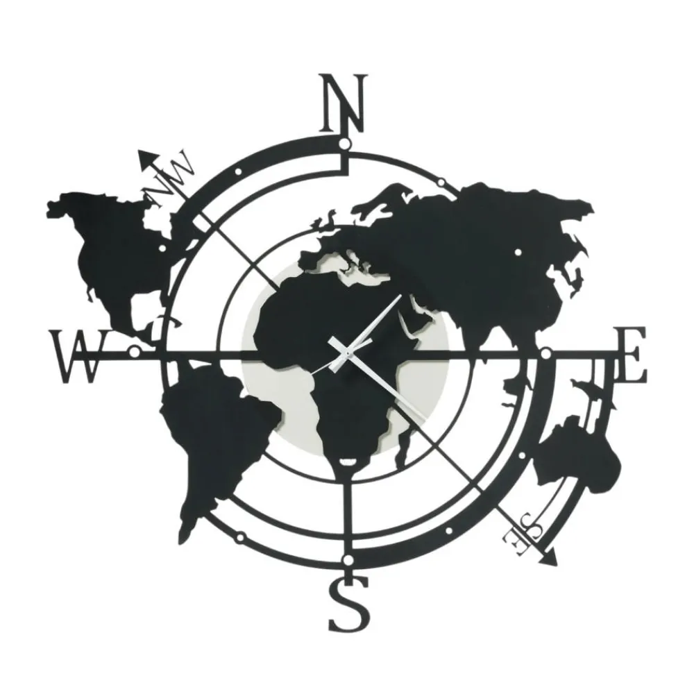 Orologi Da Parete Moderni-Selezionato da Mazzolaluce Orologio da parete rotondo design moderno planisfero nero