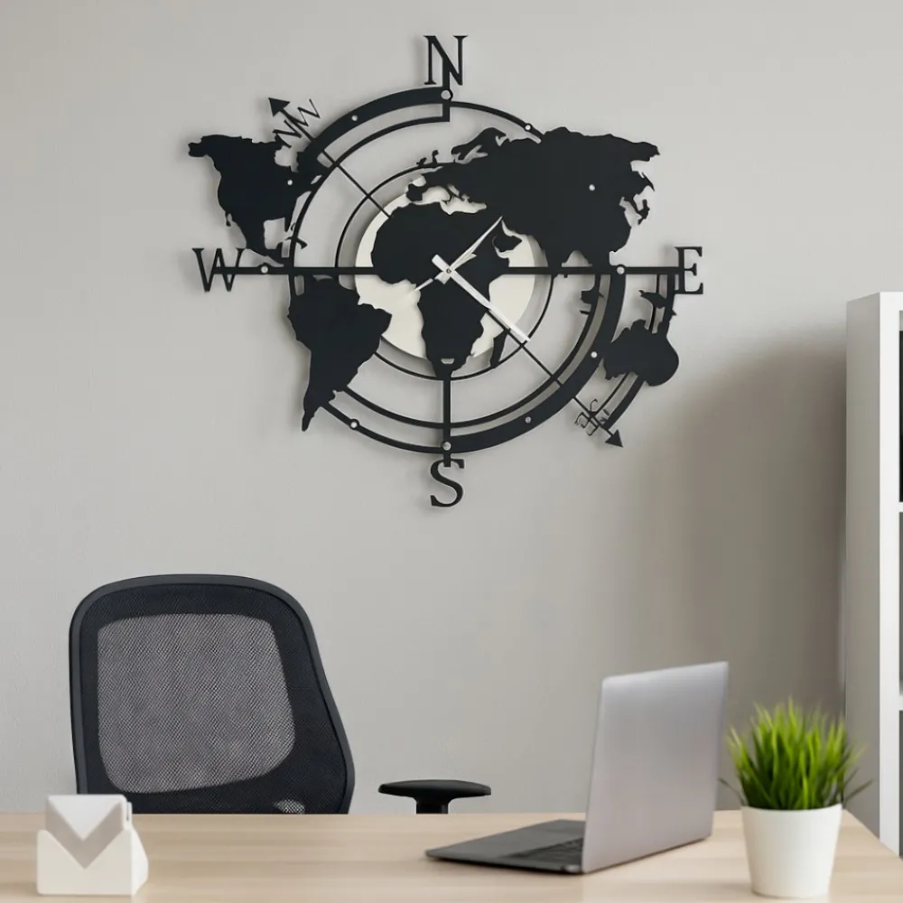 Orologi Da Parete Moderni-Selezionato da Mazzolaluce Orologio da parete rotondo design moderno planisfero nero